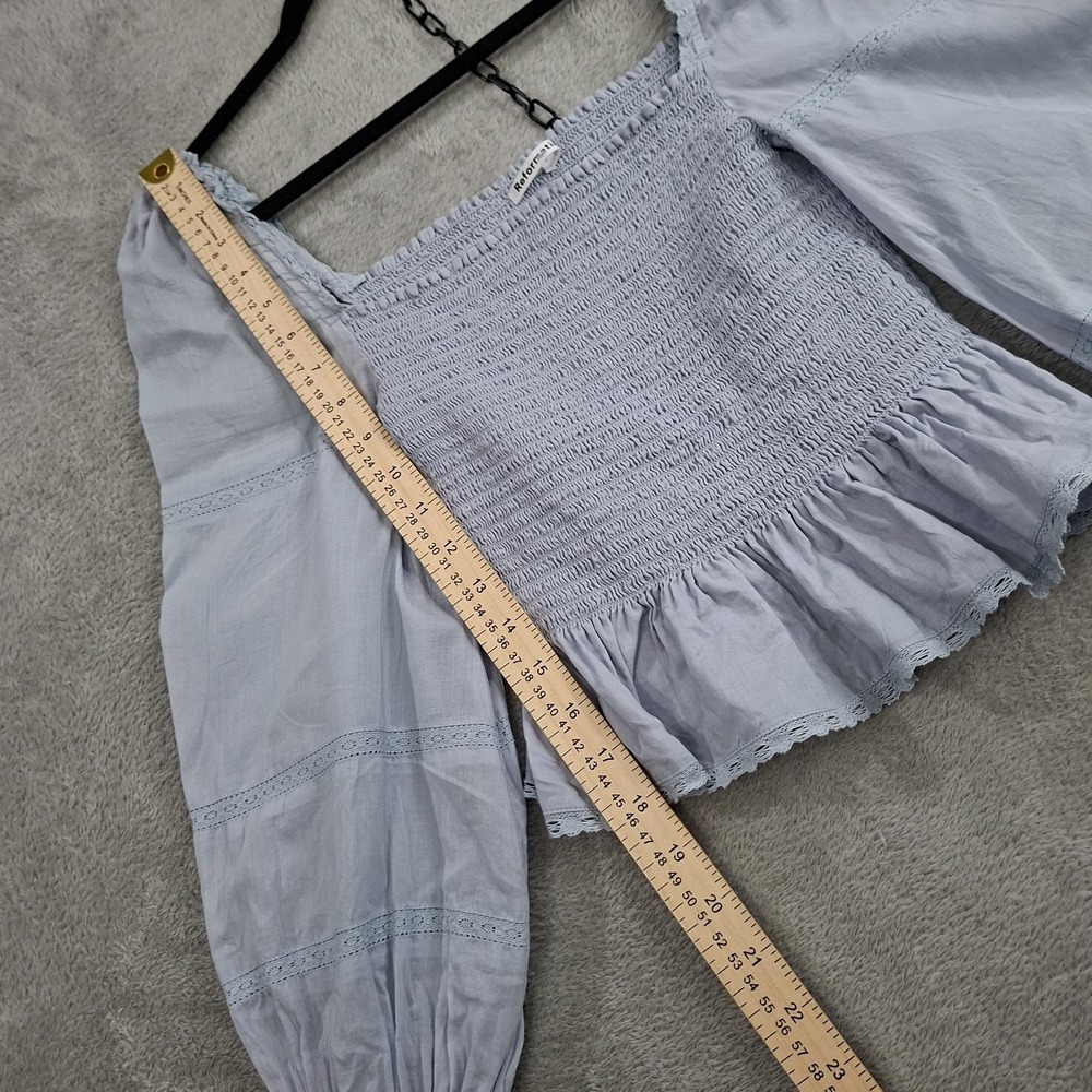 Reformation Light Lavender Smocked Peasant Blouse - Picture 3 of 7